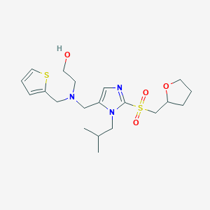 molecular formula C20H31N3O4S2 B6057347 2-[({1-isobutyl-2-[(tetrahydro-2-furanylmethyl)sulfonyl]-1H-imidazol-5-yl}methyl)(2-thienylmethyl)amino]ethanol 