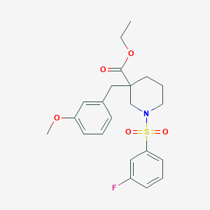 molecular formula C22H26FNO5S B6057366 ethyl 1-[(3-fluorophenyl)sulfonyl]-3-(3-methoxybenzyl)-3-piperidinecarboxylate 