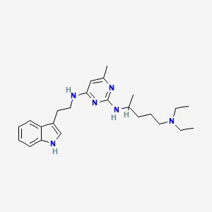 molecular formula C24H36N6 B605738 2-N-[5-(diethylamino)pentan-2-yl]-4-N-[2-(1H-indol-3-yl)ethyl]-6-methylpyrimidine-2,4-diamine CAS No. 1249398-09-1