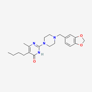 molecular formula C21H28N4O3 B6057383 2-[4-(1,3-benzodioxol-5-ylmethyl)piperazin-1-yl]-5-butyl-6-methylpyrimidin-4(3H)-one 