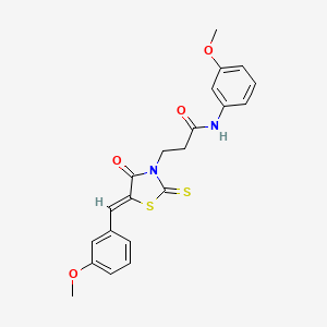 molecular formula C21H20N2O4S2 B6057393 3-[5-(3-methoxybenzylidene)-4-oxo-2-thioxo-1,3-thiazolidin-3-yl]-N-(3-methoxyphenyl)propanamide 