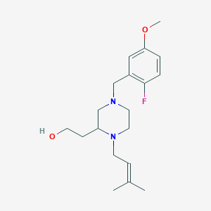 molecular formula C19H29FN2O2 B6057398 2-[4-(2-fluoro-5-methoxybenzyl)-1-(3-methyl-2-buten-1-yl)-2-piperazinyl]ethanol 