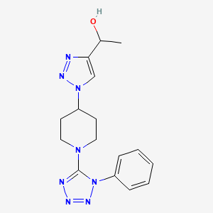 molecular formula C16H20N8O B6057439 1-{1-[1-(1-phenyl-1H-tetrazol-5-yl)-4-piperidinyl]-1H-1,2,3-triazol-4-yl}ethanol 