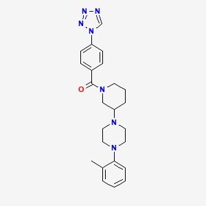 molecular formula C24H29N7O B6057448 1-(2-methylphenyl)-4-{1-[4-(1H-tetrazol-1-yl)benzoyl]-3-piperidinyl}piperazine 