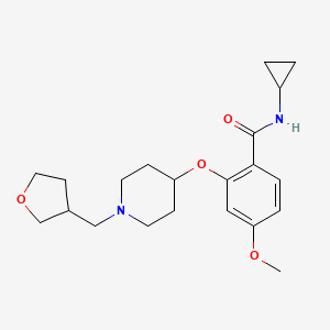 molecular formula C21H30N2O4 B6057476 N-cyclopropyl-4-methoxy-2-{[1-(tetrahydro-3-furanylmethyl)-4-piperidinyl]oxy}benzamide 
