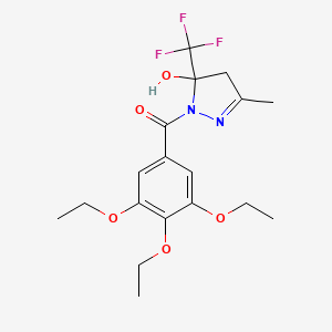 molecular formula C18H23F3N2O5 B6057481 3-methyl-1-(3,4,5-triethoxybenzoyl)-5-(trifluoromethyl)-4,5-dihydro-1H-pyrazol-5-ol 