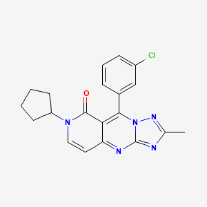 molecular formula C20H18ClN5O B6057506 9-(3-chlorophenyl)-7-cyclopentyl-2-methylpyrido[4,3-d][1,2,4]triazolo[1,5-a]pyrimidin-8(7H)-one 