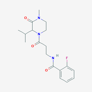 molecular formula C18H24FN3O3 B6057515 2-fluoro-N-[3-(2-isopropyl-4-methyl-3-oxo-1-piperazinyl)-3-oxopropyl]benzamide 