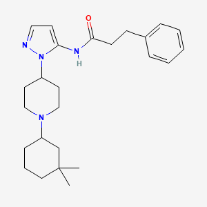 molecular formula C25H36N4O B6057531 N-{1-[1-(3,3-dimethylcyclohexyl)-4-piperidinyl]-1H-pyrazol-5-yl}-3-phenylpropanamide 