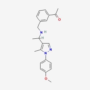 molecular formula C22H25N3O2 B6057553 1-{3-[({1-[1-(4-methoxyphenyl)-5-methyl-1H-pyrazol-4-yl]ethyl}amino)methyl]phenyl}ethanone 