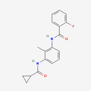 molecular formula C18H17FN2O2 B6057554 N-{3-[(cyclopropylcarbonyl)amino]-2-methylphenyl}-2-fluorobenzamide 