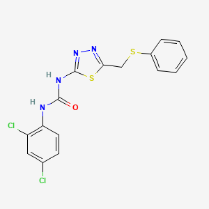 molecular formula C16H12Cl2N4OS2 B6057560 N-(2,4-dichlorophenyl)-N'-{5-[(phenylthio)methyl]-1,3,4-thiadiazol-2-yl}urea 