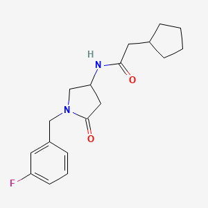 molecular formula C18H23FN2O2 B6057570 2-cyclopentyl-N-[1-(3-fluorobenzyl)-5-oxo-3-pyrrolidinyl]acetamide 