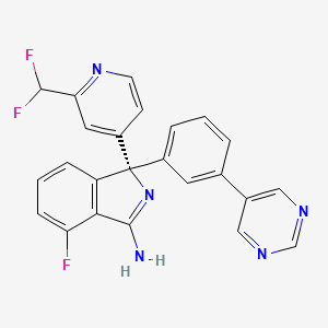 molecular formula C24H16F3N5 B605758 (1S)-1-(2-(二氟甲基)吡啶-4-基)-4-氟-1-(3-(嘧啶-5-基)苯基)-1H-异吲哚-3-胺 CAS No. 1227163-84-9