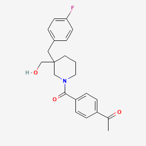 molecular formula C22H24FNO3 B6057615 1-(4-{[3-(4-fluorobenzyl)-3-(hydroxymethyl)-1-piperidinyl]carbonyl}phenyl)ethanone 