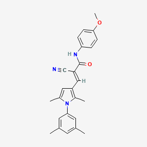 molecular formula C25H25N3O2 B6057655 2-cyano-3-[1-(3,5-dimethylphenyl)-2,5-dimethyl-1H-pyrrol-3-yl]-N-(4-methoxyphenyl)acrylamide 