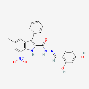 molecular formula C23H18N4O5 B6057692 N'-(2,4-dihydroxybenzylidene)-5-methyl-7-nitro-3-phenyl-1H-indole-2-carbohydrazide 
