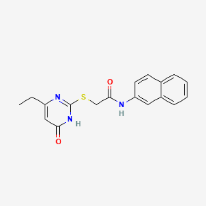molecular formula C18H17N3O2S B6057699 2-[(4-ethyl-6-oxo-1,6-dihydro-2-pyrimidinyl)thio]-N-2-naphthylacetamide 