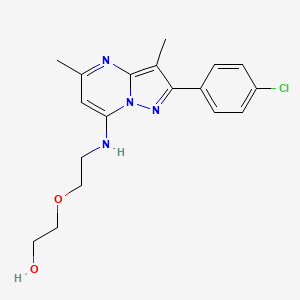 molecular formula C18H21ClN4O2 B6057749 2-(2-{[2-(4-chlorophenyl)-3,5-dimethylpyrazolo[1,5-a]pyrimidin-7-yl]amino}ethoxy)ethanol 