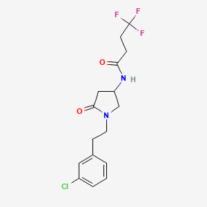 molecular formula C16H18ClF3N2O2 B6057752 N-{1-[2-(3-chlorophenyl)ethyl]-5-oxo-3-pyrrolidinyl}-4,4,4-trifluorobutanamide 