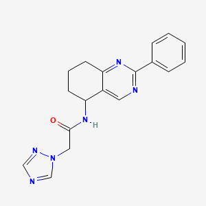 molecular formula C18H18N6O B6057765 N-(2-phenyl-5,6,7,8-tetrahydro-5-quinazolinyl)-2-(1H-1,2,4-triazol-1-yl)acetamide 