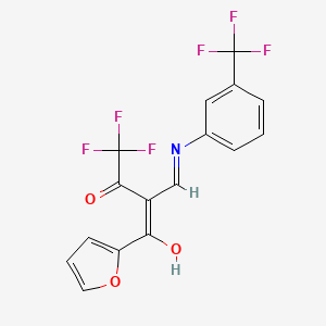molecular formula C16H9F6NO3 B6057801 4,4,4-trifluoro-1-(2-furyl)-2-({[3-(trifluoromethyl)phenyl]amino}methylene)-1,3-butanedione 