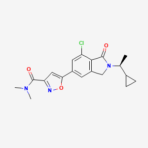 molecular formula C19H20ClN3O3 B605781 5-(7-Chloro-2-((S)-1-cyclopropyl-ethyl)-1-oxo-2,3-dihydro-1H-isoindol-5-yl)-isoxazole-3-carboxylic acid dimethylamide CAS No. 1198309-73-7