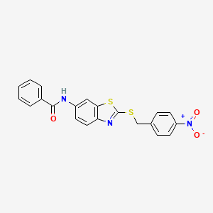 molecular formula C21H15N3O3S2 B6057826 N-{2-[(4-nitrobenzyl)thio]-1,3-benzothiazol-6-yl}benzamide 