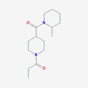 molecular formula C15H26N2O2 B6057896 2-methyl-1-[(1-propionyl-4-piperidinyl)carbonyl]piperidine 