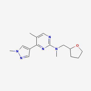 molecular formula C15H21N5O B6057933 N,5-dimethyl-4-(1-methyl-1H-pyrazol-4-yl)-N-(tetrahydrofuran-2-ylmethyl)pyrimidin-2-amine 