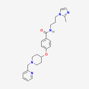 molecular formula C25H31N5O2 B6057940 N-[3-(2-methyl-1H-imidazol-1-yl)propyl]-4-{[1-(2-pyridinylmethyl)-4-piperidinyl]oxy}benzamide 