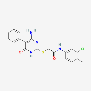 molecular formula C19H17ClN4O2S B6057948 2-[(4-amino-6-oxo-5-phenyl-1,6-dihydro-2-pyrimidinyl)thio]-N-(3-chloro-4-methylphenyl)acetamide 