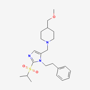 molecular formula C22H33N3O3S B6057954 1-{[2-(isopropylsulfonyl)-1-(2-phenylethyl)-1H-imidazol-5-yl]methyl}-4-(methoxymethyl)piperidine 