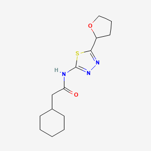 molecular formula C14H21N3O2S B6057975 2-cyclohexyl-N-[5-(tetrahydro-2-furanyl)-1,3,4-thiadiazol-2-yl]acetamide 