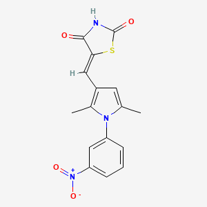 molecular formula C16H13N3O4S B6057992 5-{[2,5-dimethyl-1-(3-nitrophenyl)-1H-pyrrol-3-yl]methylene}-1,3-thiazolidine-2,4-dione 