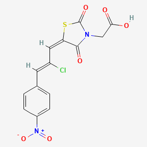 molecular formula C14H9ClN2O6S B6058038 {5-[2-chloro-3-(4-nitrophenyl)-2-propen-1-ylidene]-2,4-dioxo-1,3-thiazolidin-3-yl}acetic acid 