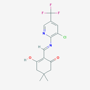 molecular formula C15H14ClF3N2O2 B6058054 2-({[3-chloro-5-(trifluoromethyl)-2-pyridinyl]amino}methylene)-5,5-dimethyl-1,3-cyclohexanedione 