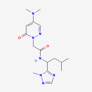 molecular formula C16H25N7O2 B6058068 2-[4-(dimethylamino)-6-oxo-1(6H)-pyridazinyl]-N-[3-methyl-1-(1-methyl-1H-1,2,4-triazol-5-yl)butyl]acetamide 