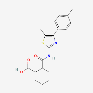 molecular formula C19H22N2O3S B6058084 2-({[5-methyl-4-(4-methylphenyl)-1,3-thiazol-2-yl]amino}carbonyl)cyclohexanecarboxylic acid 