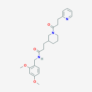 molecular formula C25H33N3O4 B6058092 N-(2,4-dimethoxybenzyl)-3-{1-[3-(2-pyridinyl)propanoyl]-3-piperidinyl}propanamide 