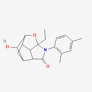 molecular formula C19H23NO3 B6058095 5-(2,4-dimethylphenyl)-6-ethyl-9-hydroxy-7-oxa-5-azatetracyclo[6.3.0.0~2,6~.0~3,10~]undecan-4-one 