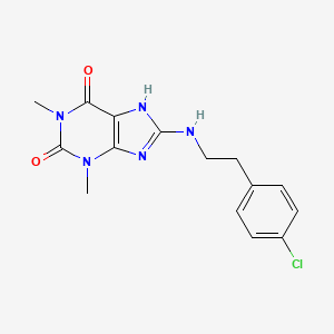 molecular formula C15H16ClN5O2 B6058120 8-{[2-(4-chlorophenyl)ethyl]amino}-1,3-dimethyl-3,7-dihydro-1H-purine-2,6-dione 