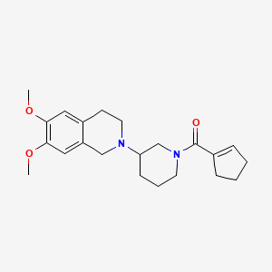 molecular formula C22H30N2O3 B6058145 2-[1-(1-cyclopenten-1-ylcarbonyl)-3-piperidinyl]-6,7-dimethoxy-1,2,3,4-tetrahydroisoquinoline 