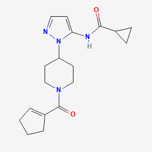 molecular formula C18H24N4O2 B6058164 N-{1-[1-(1-cyclopenten-1-ylcarbonyl)-4-piperidinyl]-1H-pyrazol-5-yl}cyclopropanecarboxamide 