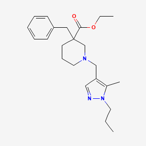 molecular formula C23H33N3O2 B6058167 ethyl 3-benzyl-1-[(5-methyl-1-propyl-1H-pyrazol-4-yl)methyl]-3-piperidinecarboxylate 