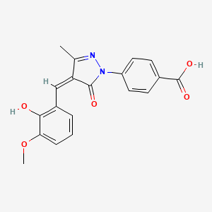 molecular formula C19H16N2O5 B6058180 4-[4-(2-hydroxy-3-methoxybenzylidene)-3-methyl-5-oxo-4,5-dihydro-1H-pyrazol-1-yl]benzoic acid 