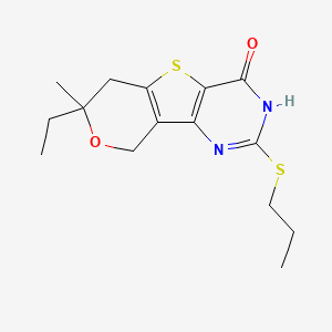 molecular formula C15H20N2O2S2 B6058192 7-ethyl-7-methyl-2-(propylthio)-6,9-dihydro-7H-pyrano[3',4':4,5]thieno[3,2-d]pyrimidin-4(3H)-one 