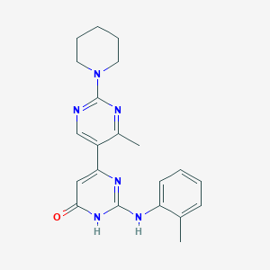 molecular formula C21H24N6O B6058197 4'-methyl-2-[(2-methylphenyl)amino]-2'-(1-piperidinyl)-4,5'-bipyrimidin-6(1H)-one 