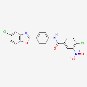 molecular formula C20H11Cl2N3O4 B6058205 4-chloro-N-[4-(5-chloro-1,3-benzoxazol-2-yl)phenyl]-3-nitrobenzamide 