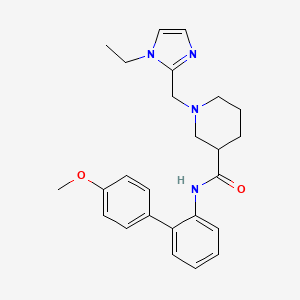 molecular formula C25H30N4O2 B6058223 1-[(1-ethyl-1H-imidazol-2-yl)methyl]-N-(4'-methoxy-2-biphenylyl)-3-piperidinecarboxamide 